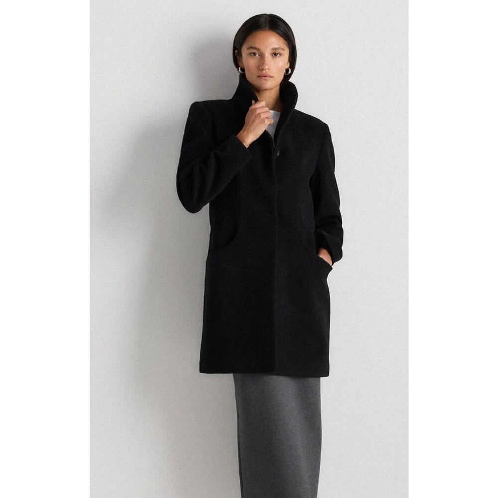 Quince Women's Wool Cashmere Cocoon Coat Black Size L